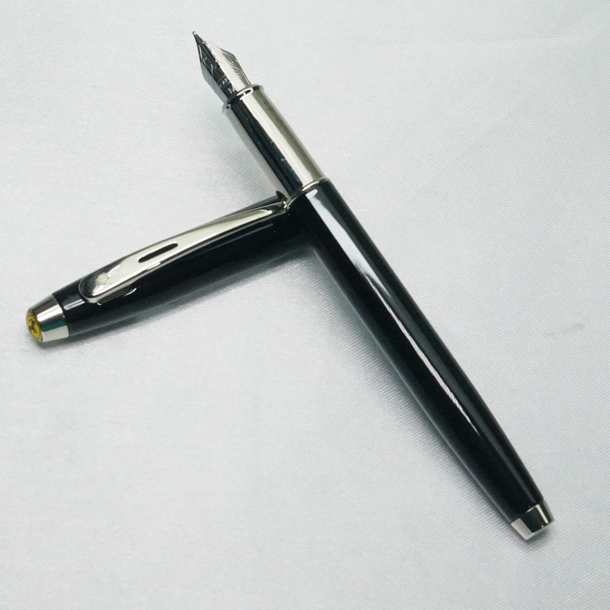 Sheaffer 100 Black Body and Cap Ferarri logo on Top medium tipped SSF Nib Converter Type Fountain Pen SKU 21799