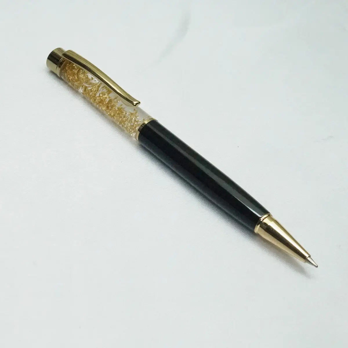 Black Body Gold flakes on Cap Twist Type Ball Pen SKU 21868