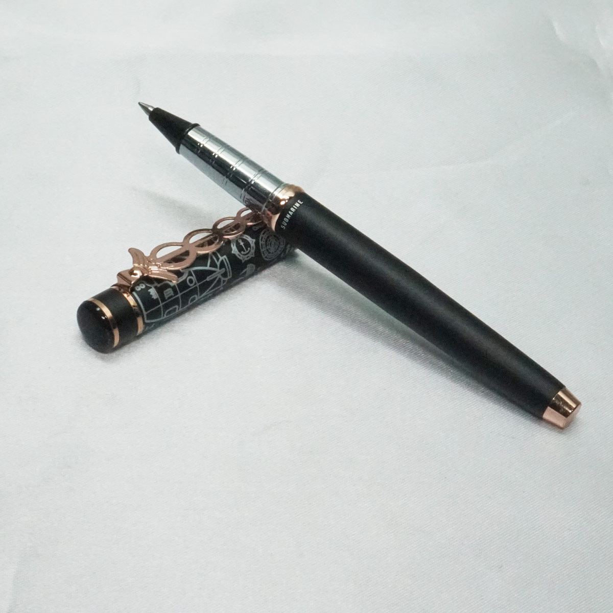 Submarine 1021 Black Color Body With Doctor Symbol Clip Medium Tip Roller Ball Pen SKU 21923