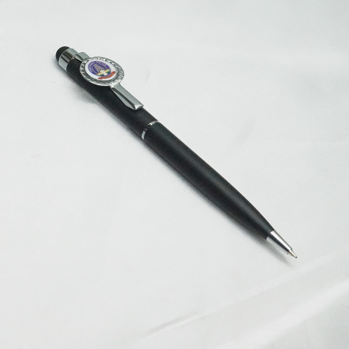 Penhouse.in Black Color Body With Tamilnadu Police Symbol Fine Tip Twist Type Ball Pen SKU 21929