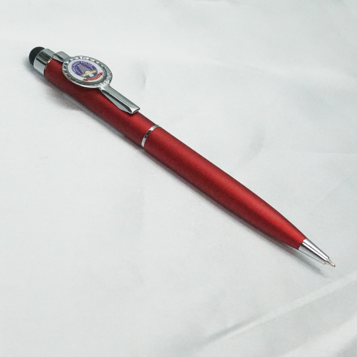 Penhouse.in Red Color Body With Tamilnadu Police Symbol Fine Tip Twist Type Ball Pen SKU 21930