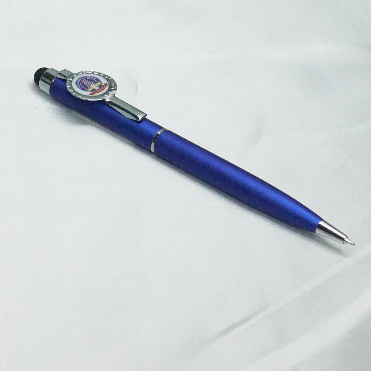 Penhouse.in Blue Color Body With Tamilnadu Police Symbol Fine Tip Twist Type Ball Pen SKU 21931