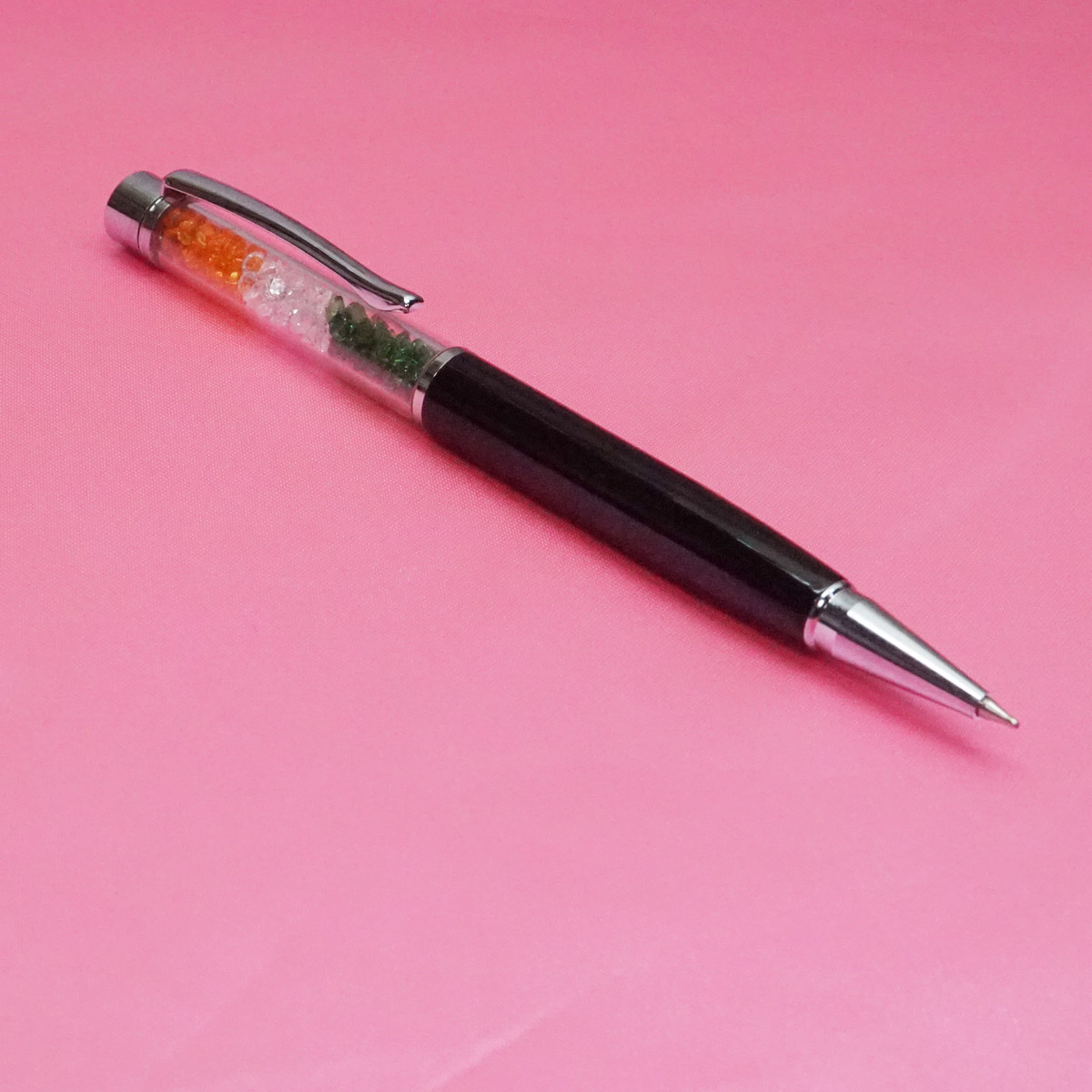 Penhouse.in Black Color Body With Flag Diamond Filled Fine Tip Twist Type Ball Pen SKU 21936