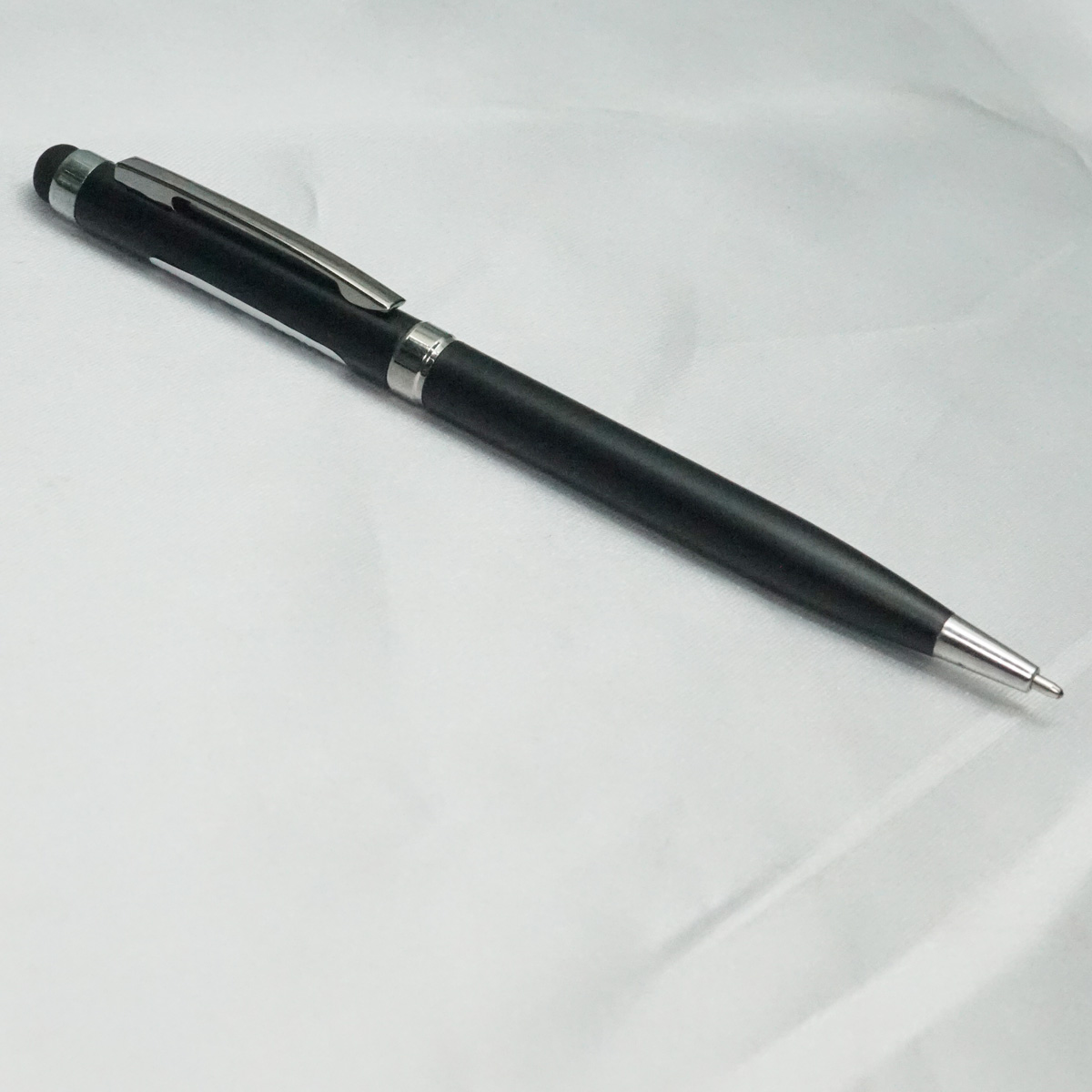 Penhouse.in Black Color Body With Siver Clip and Silver Trims Top on Stylus Medium Tip Twist Type Ball Pen SKU 21973