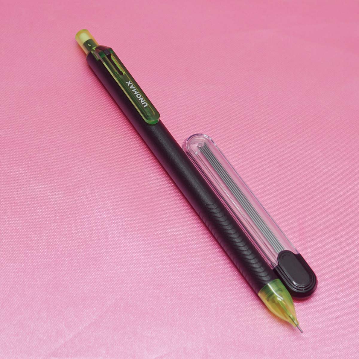 Unomax Mechtron 0.7 Black Color Body With Green Clip Mechanical Pencil SKU 22016