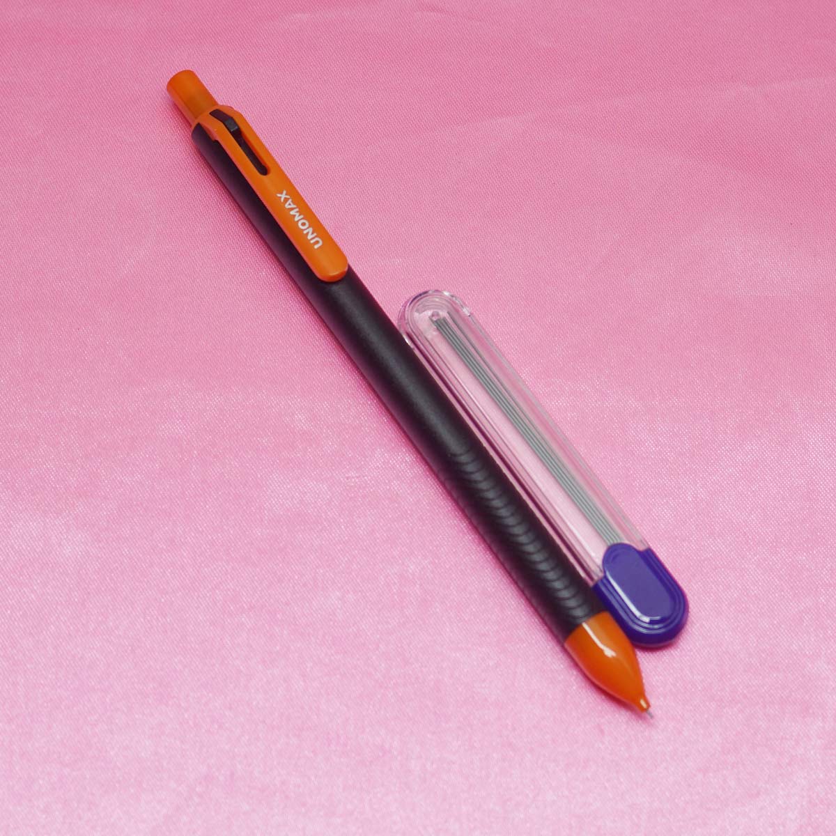 Unomax Mechtron 0.5 Black Color Body With Orange Clip Mechanical Pencil SKU 22020