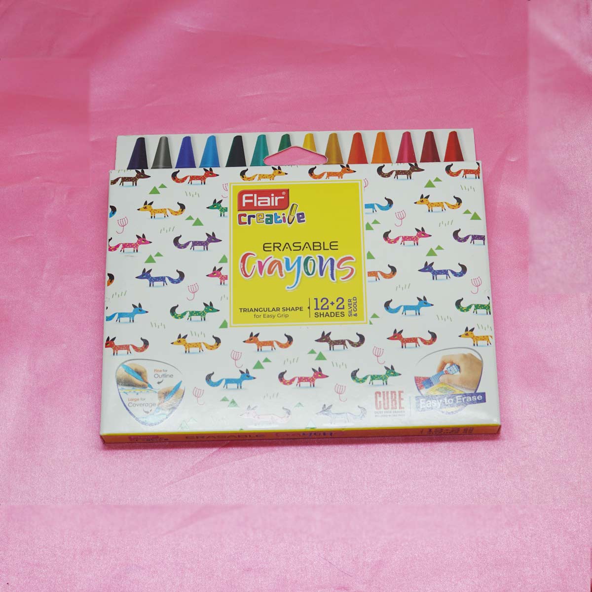 Flair Creative Erasable Crayons Triangular Shape With Pack of 14 Colors