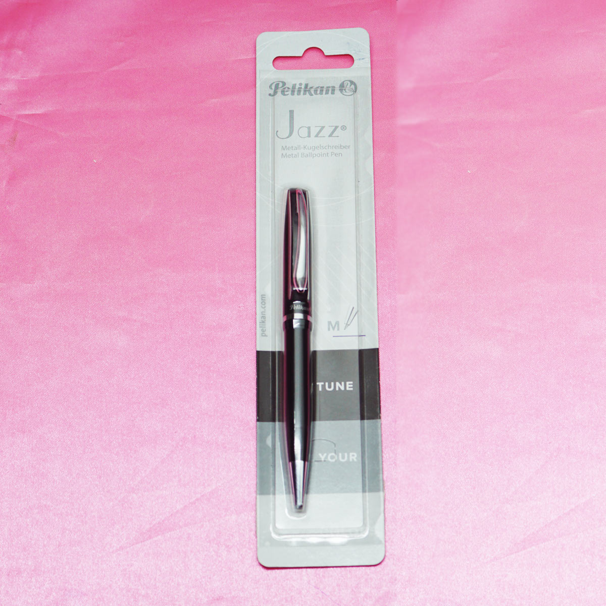 Pelikan Jazz Black Color Body With Silver Clip Medium Tip Twist Type Ball Pen SKU 22039