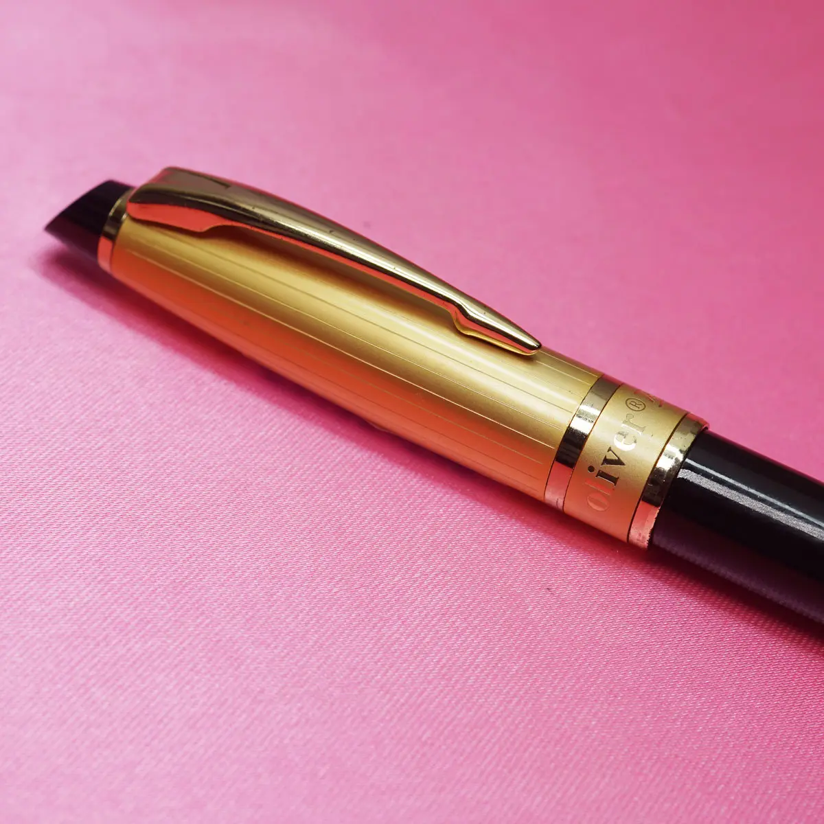 Oliver Tally Black Body Gold Cap with Gold Trim Twist Ball Pen SKU 22175 - Main Image