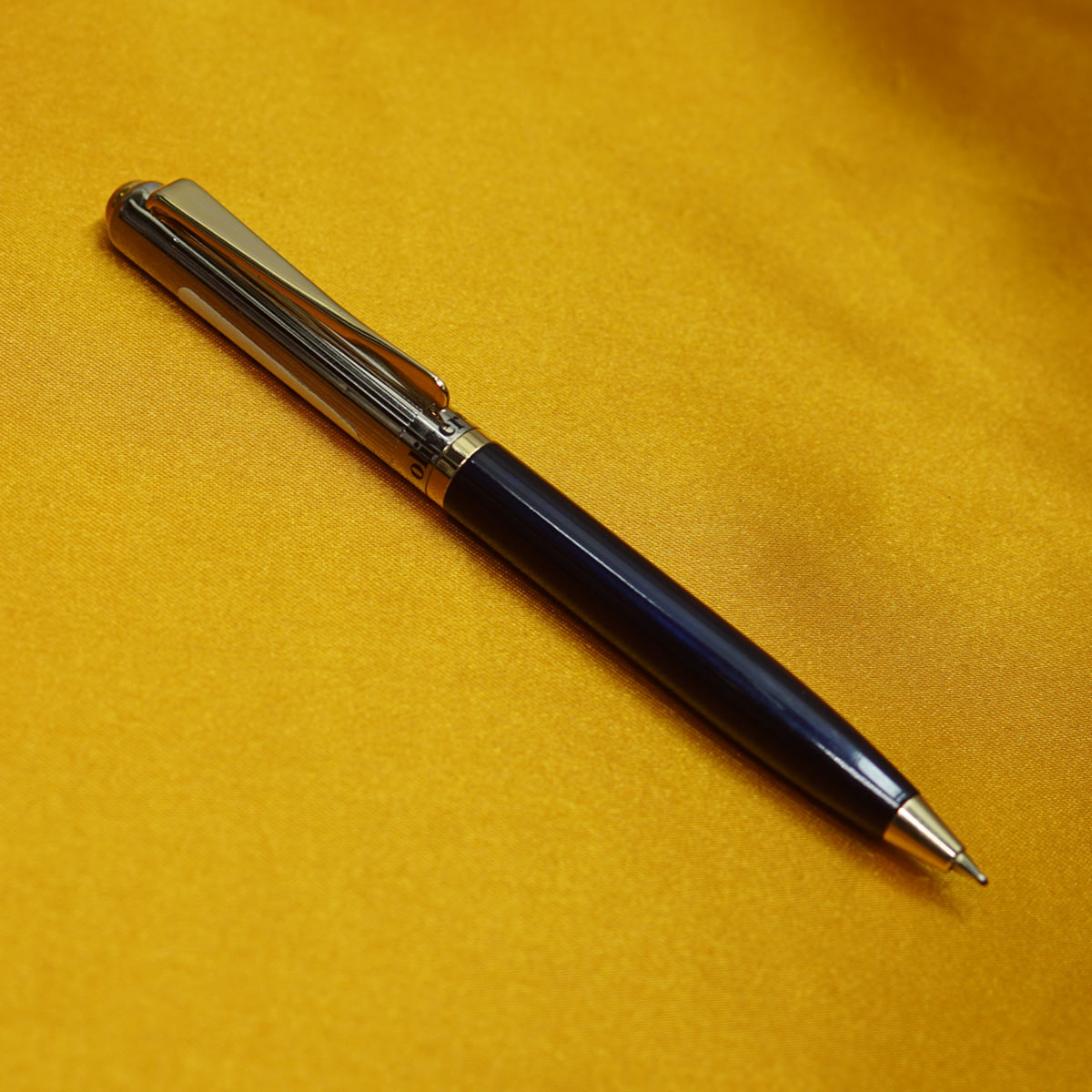 Oliver - Jewel Black Color Body Silver Cap with Gold Trims Twist Ball Pen SKU 22186