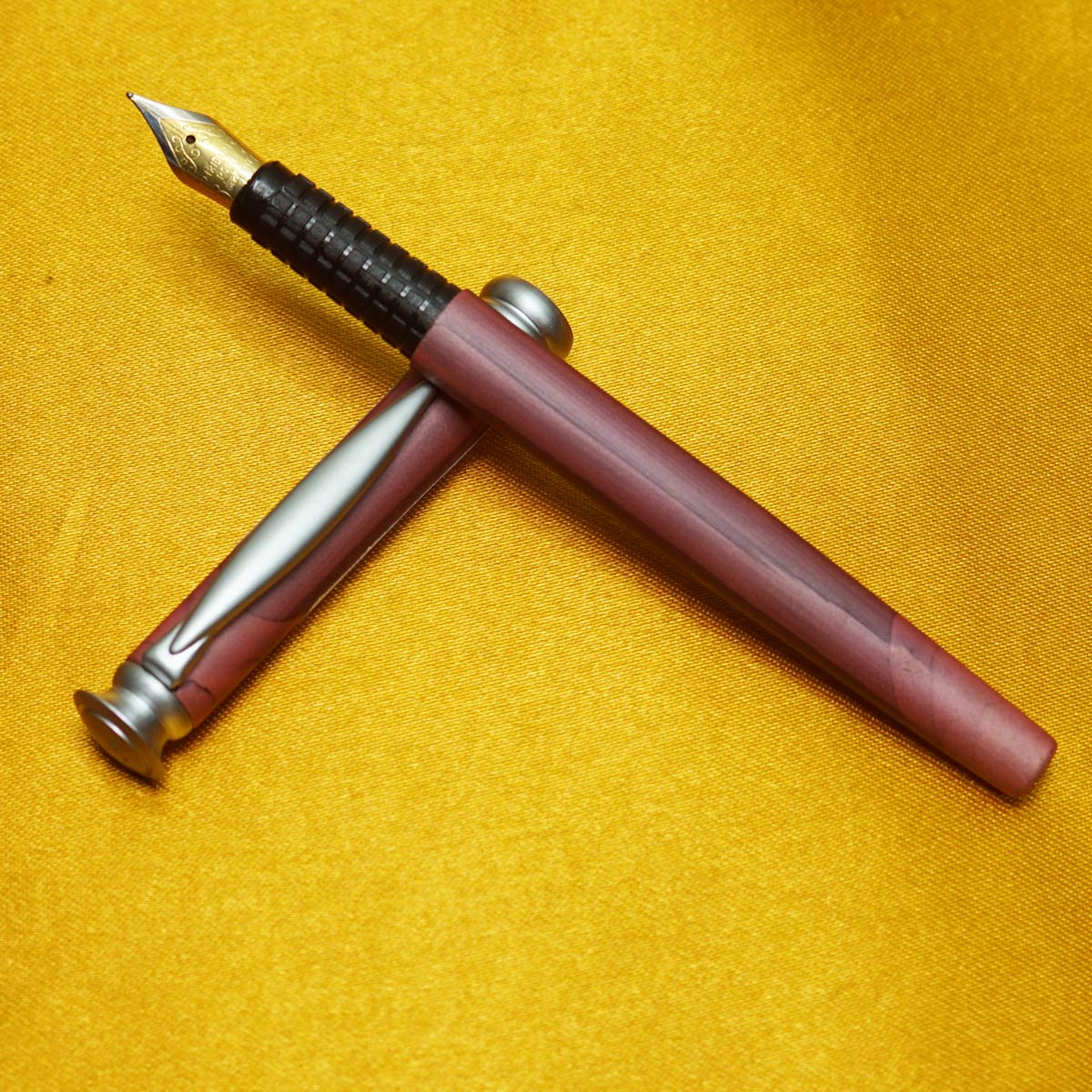 Alpha Pink Marble Design Body and Cap No.5 Dual Tone Fine Tipped  Nib Aeromatic Fountain Pen SKU 22241