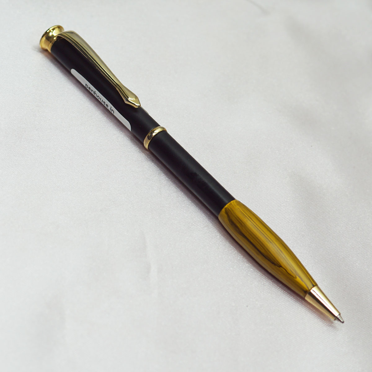 Gama Wooden Grip Black Color Body Fine Tip Twist Type Ball Pen SKU 22250