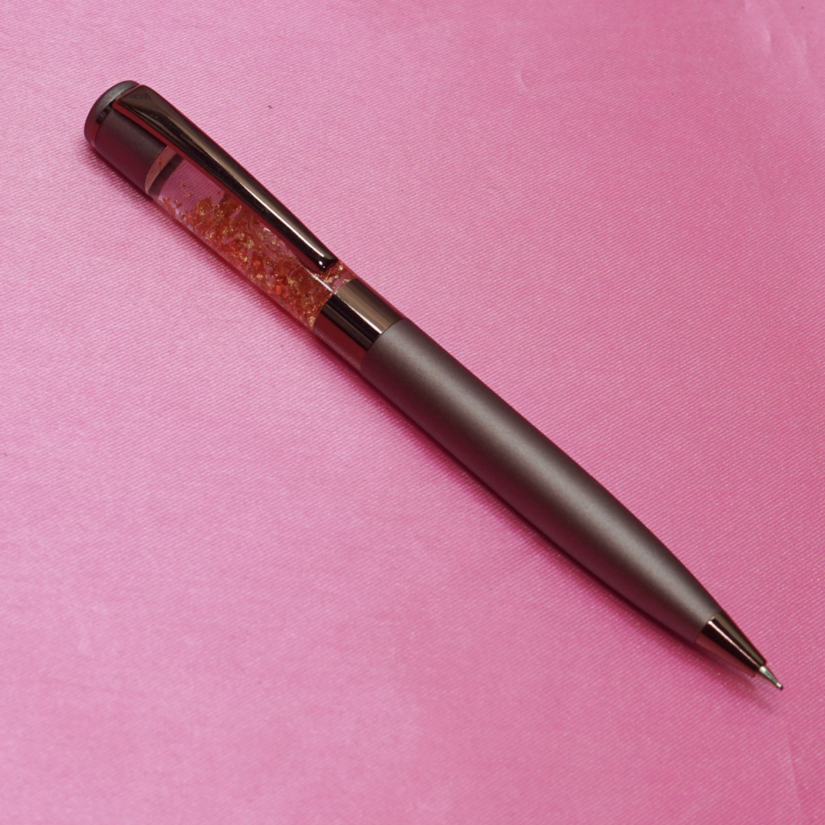 penhouse.in Copper Color Glitter Filled Twist Ball Pen SKU 22315