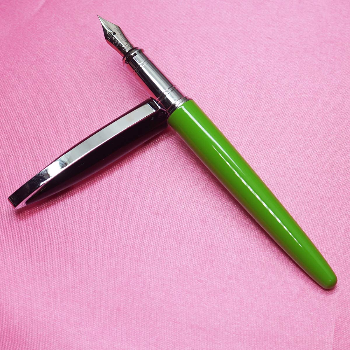 Domain Lion Green Color Body with Black Cap No.5.5 SSF Fine Tipped Nib  convertor Type Fountain Pen SKU 22340