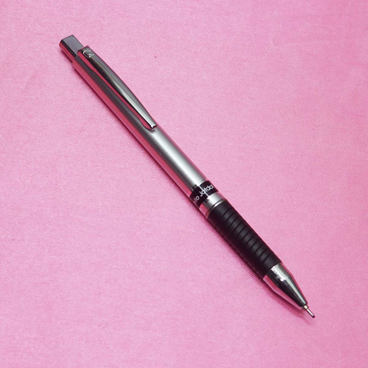 Cello Jotdot Silver Color Body With Black Grip Fine Tip Click Type Ball Pen SKU 22343