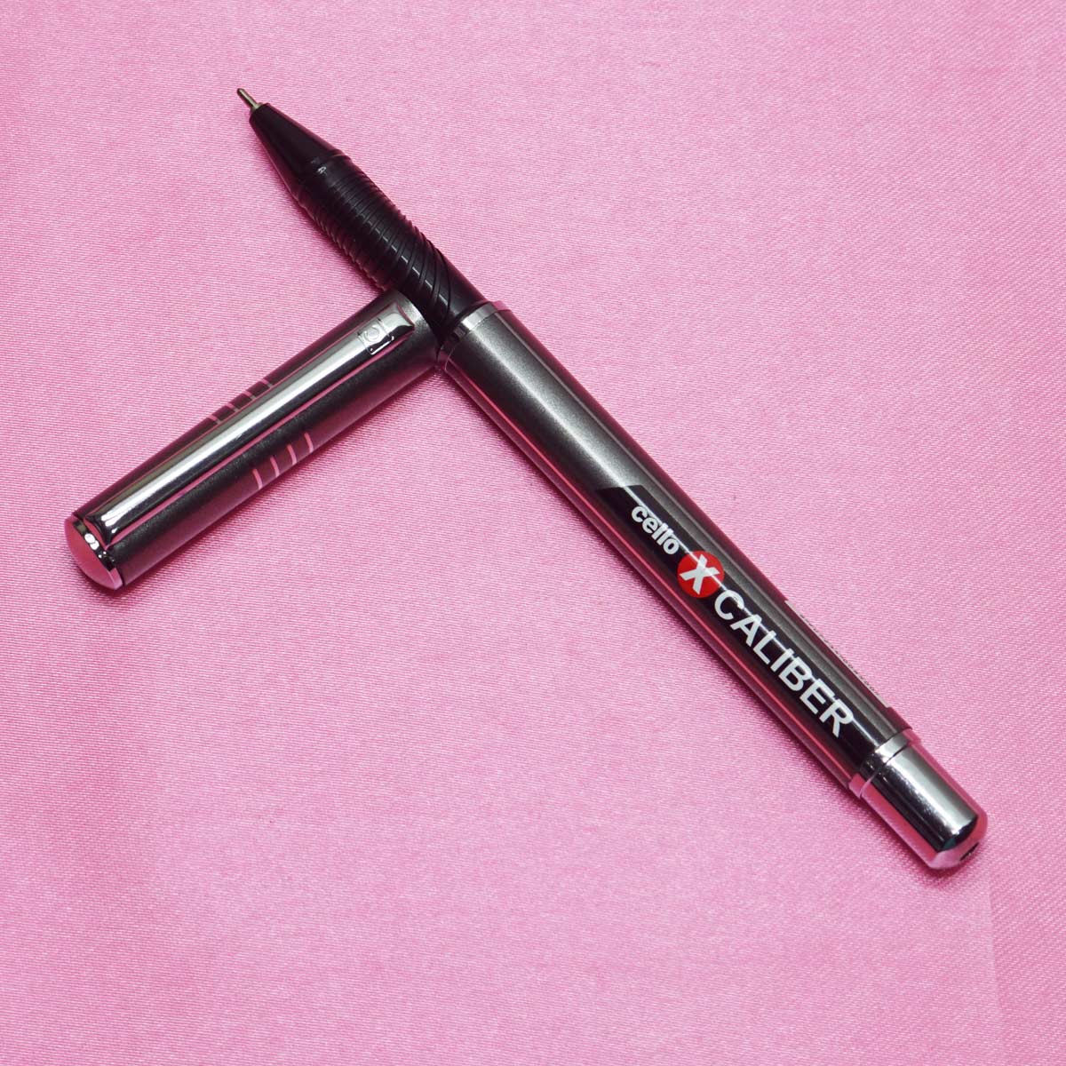 Cello XCaliber Grey Body With Fine Tip Cap Type Ball Pen SKU 22355