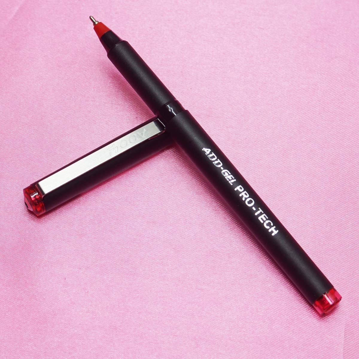 Add Gel PROTECH Black Body With Fine Tip Red Writing Cap Type Ball Pen