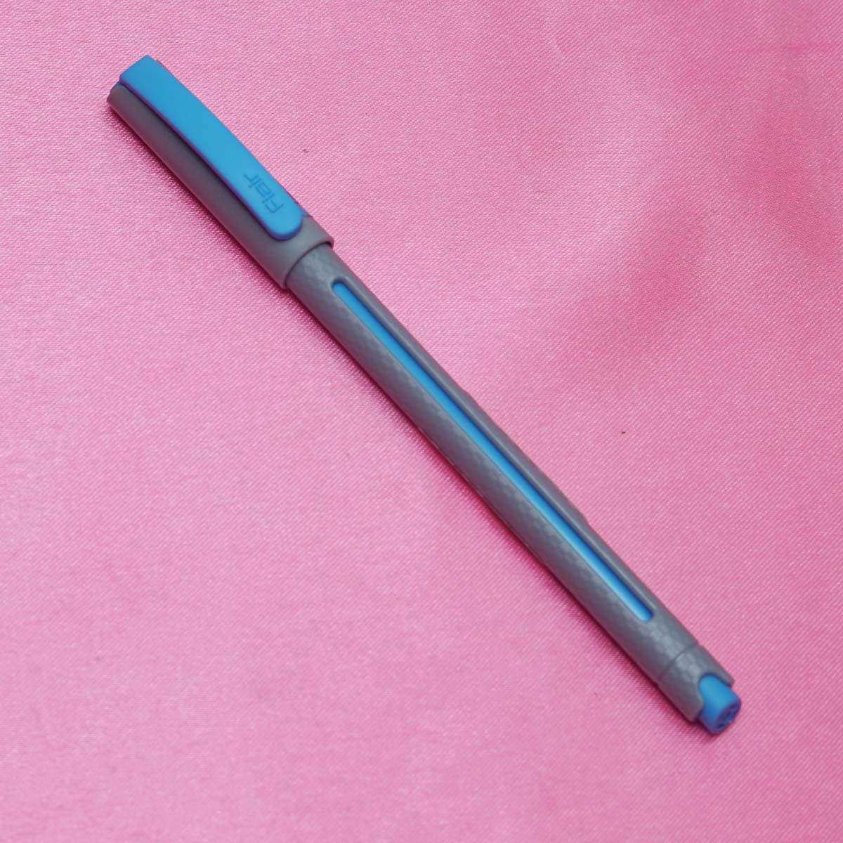 Flair Yolo Grey Color Body With Blue Clip Blue Writing Fine Tip Cap Type Ball Pen SKU 22374