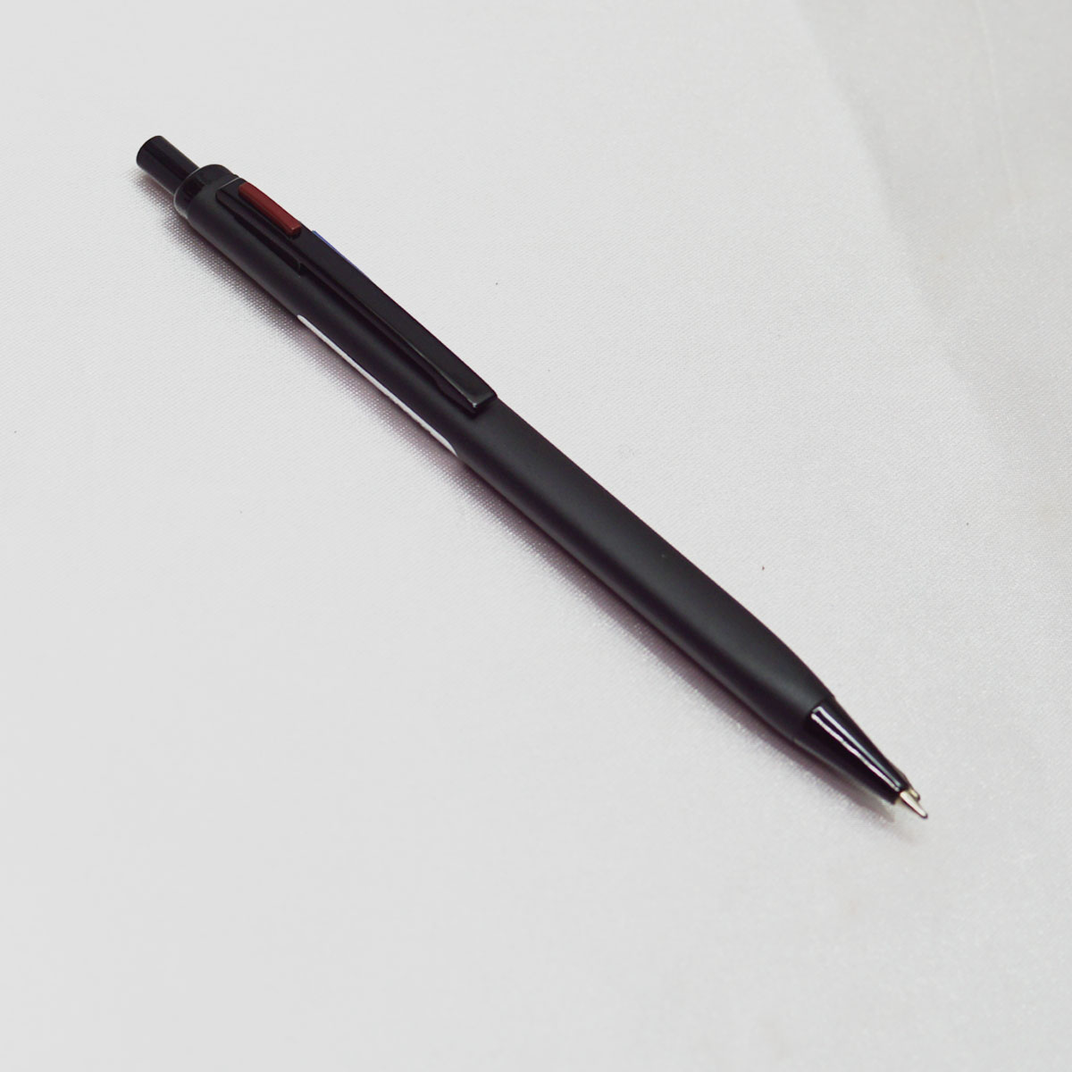 penhouse.in Full Black Color Triangular Body With Clip On Brown Color Fine Tip Click Type Ball Pen SKU 22395