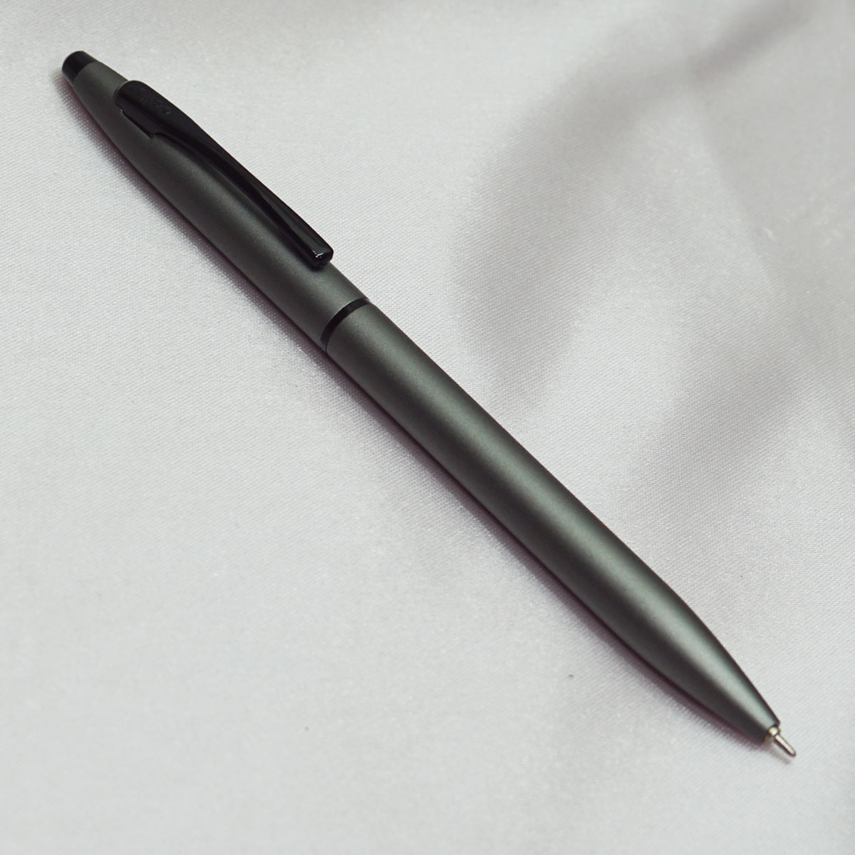 Cello Signature Carbon Slim Grey Color Body With Black Clip Fine Tip Twist Type Ball Pen SKU 22439