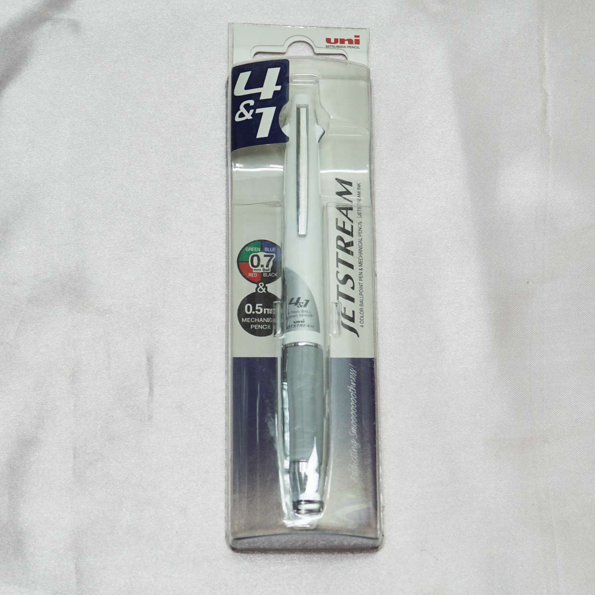 Uniball MSXE5-1000-07 Jetstream White Color Body With 4 Color 0.7mm Ballpoint Pen and 0.5mm Mechanical Pencil SKU 22472