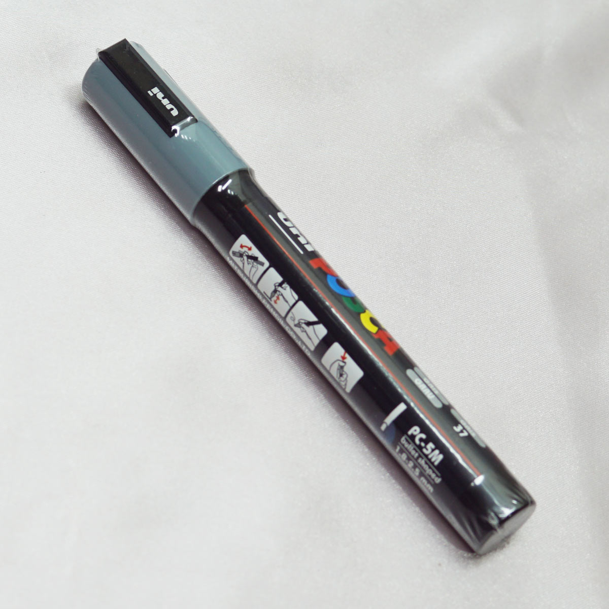Uniball Posca PC-5M Bullet Medium Tip 1.8 - 2.5mm Opaque Grey Color and Water Based Paint Marker SKU 22480