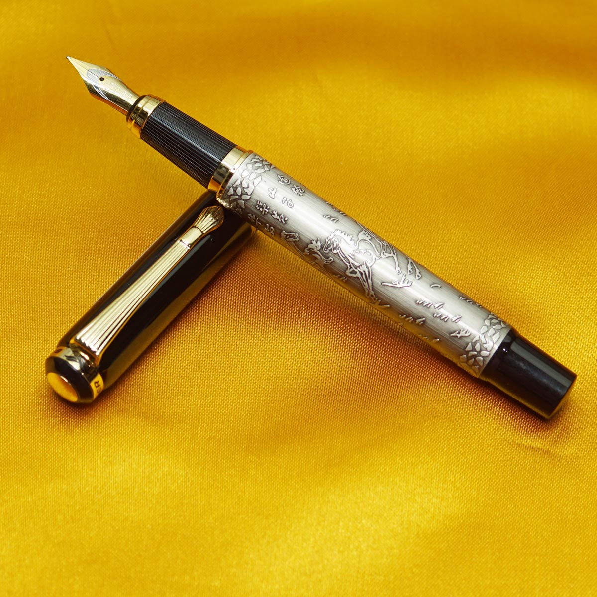 Baoer 507 Gun Metal Color Design Body With Black Color Cap Medium Nib Converter Type Fountain Pen SKU 22525