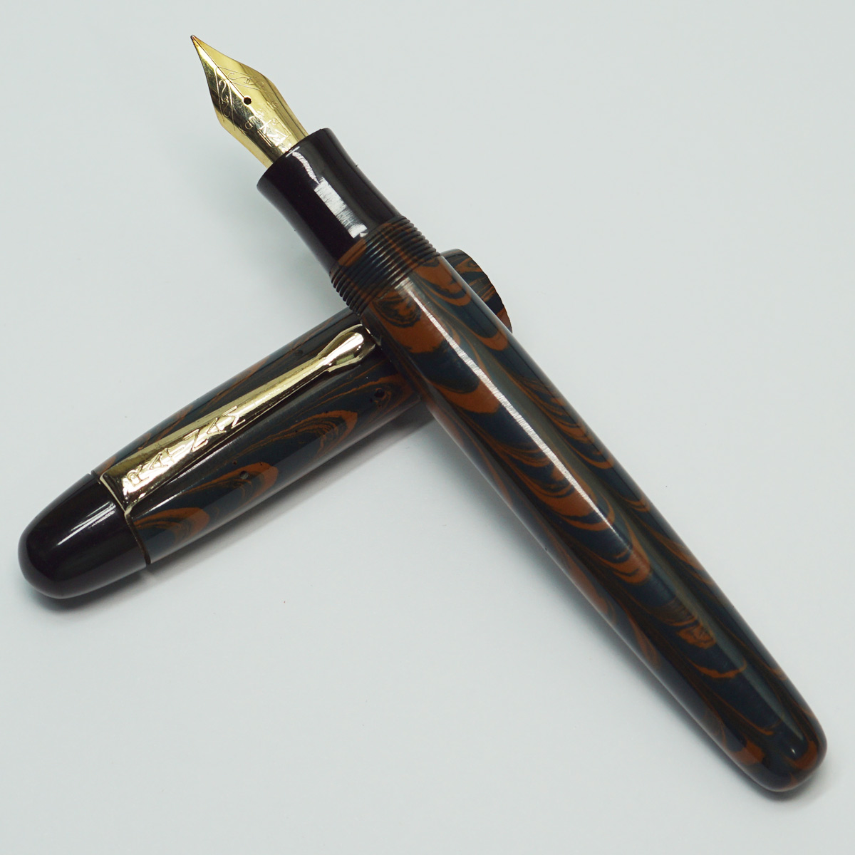 Ratnam Supreme Torpedo Special Handmade Dark Green With Orange Marble