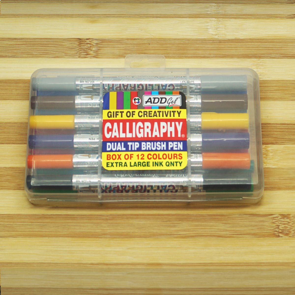 Add Gel Dual Tip Brush Calligraphy Pen(Back Of 12 Colors) SKU 22653