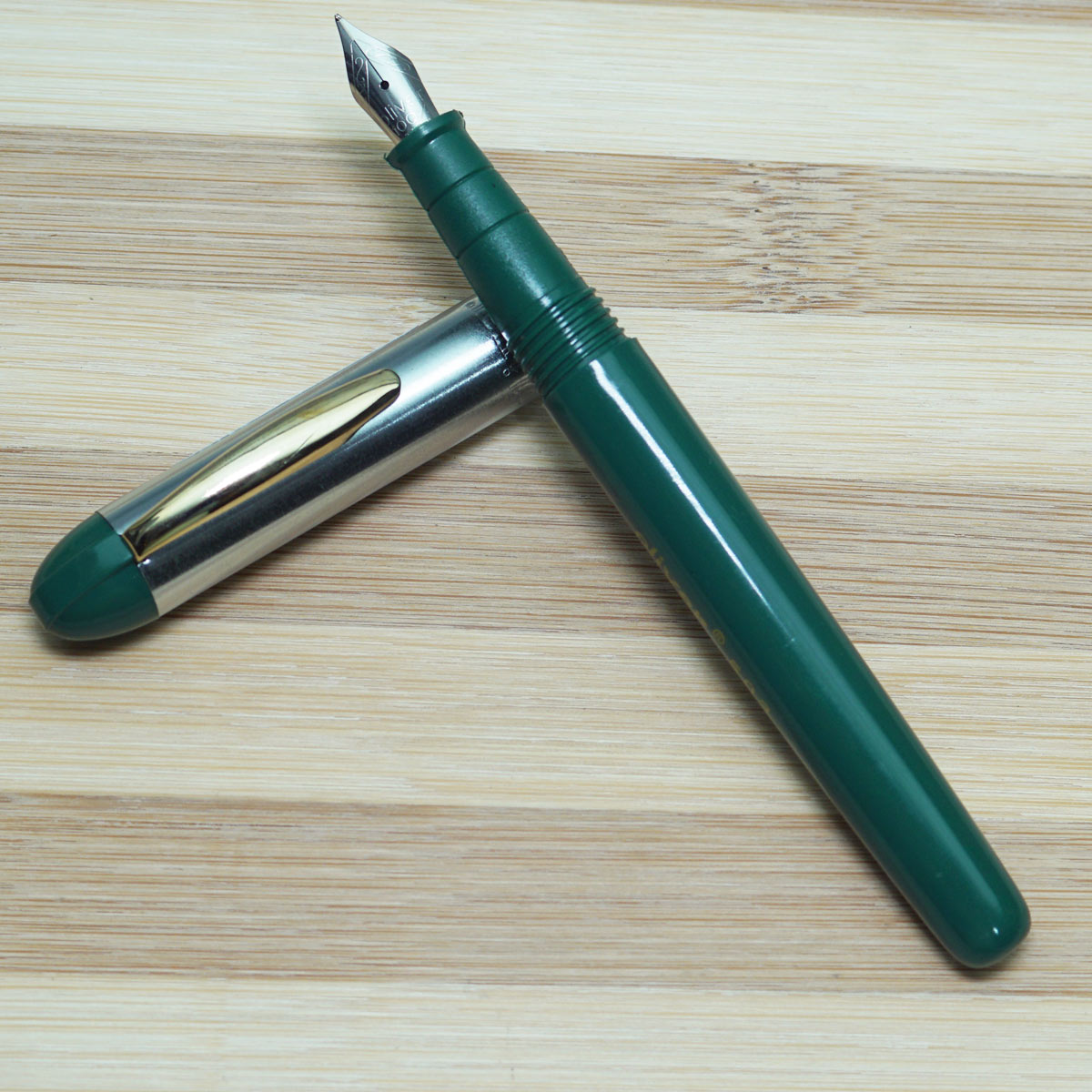Oliver 503 HS  GT Green Color Body With  Fine Nib Gold Trim Eye Dropper Fountain Pen SKU 22675