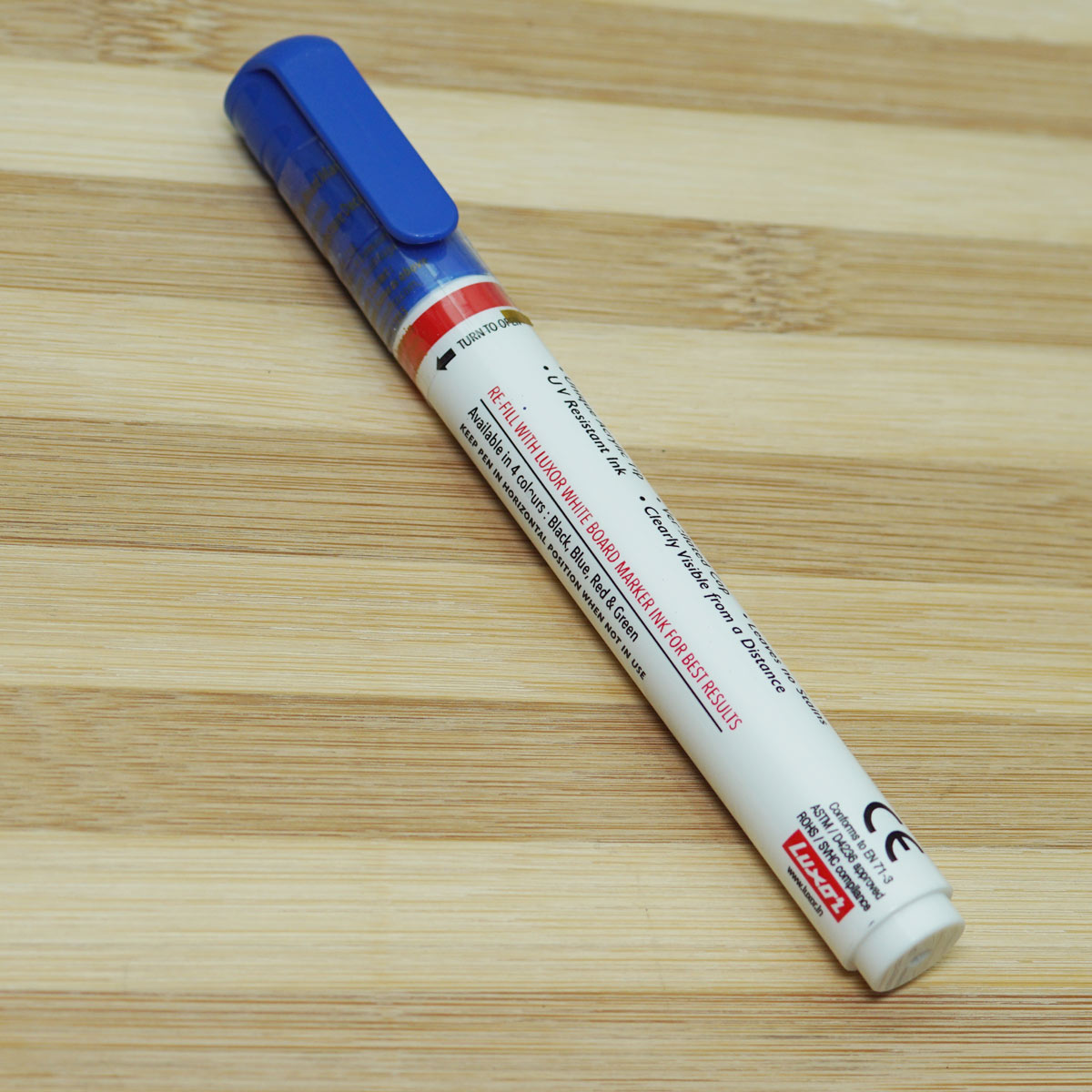 Luxor White Color Body With Blue Cap Blue Ink Bullet Tip White Board Marker SKU 22697