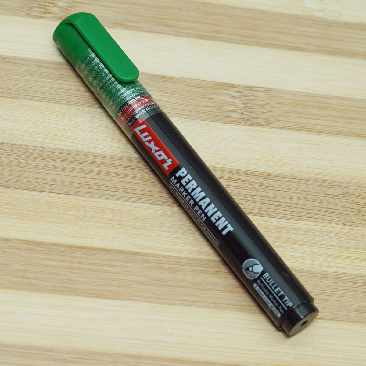 Luxor Black Color Body With Green Cap Green Ink Bullet Tip Permanent Marker SKU 22702