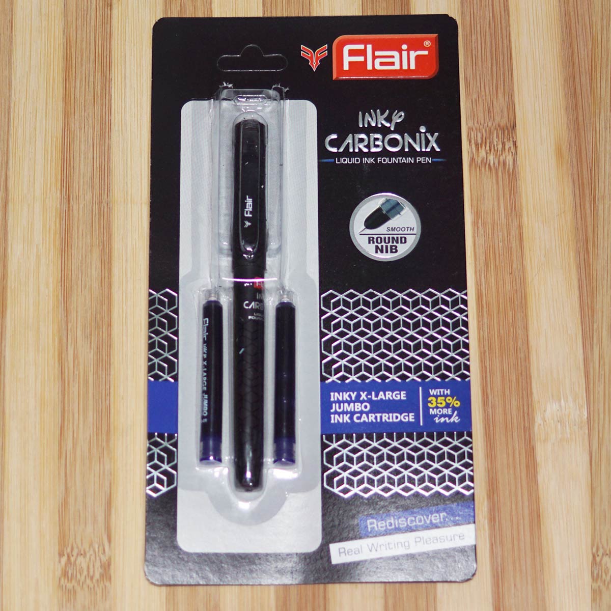 Flair Inky Carbonix Black Color Body With Black Clip Fine Nib Cartridge Type Fountain Pen SKU 22721