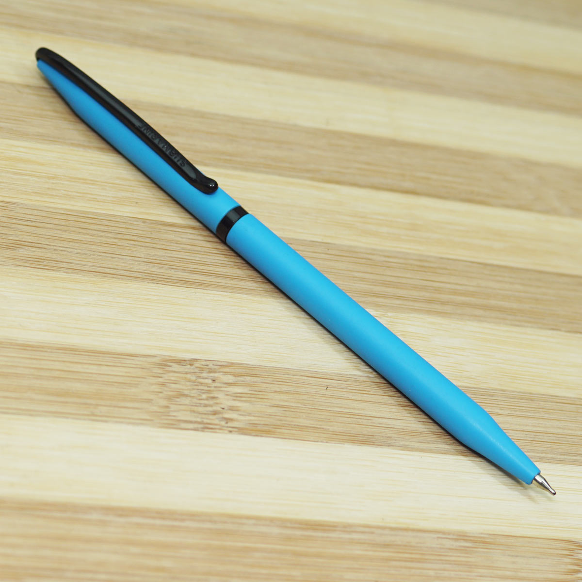 Submarine 989 Slim Mat Blue Color Body With Black Color Clip Fine Tip Twist Type Ball Pen SKU 22741