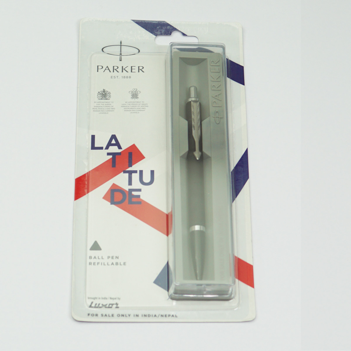 Parker Latitude Mat Black Color Body and Silver Clip With Black Grip Medium Tip Retractable Type Ball Pen SKU 22783