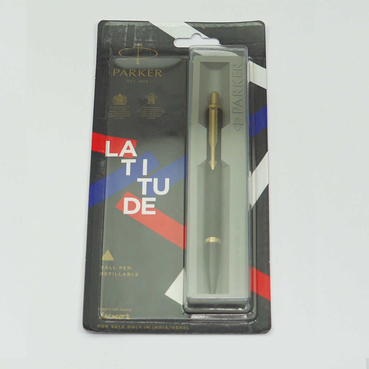 Parker Latitude Mat Black Color Body And Golden Clip With Black Grip Retractable Type Ball Pen SKU 22784