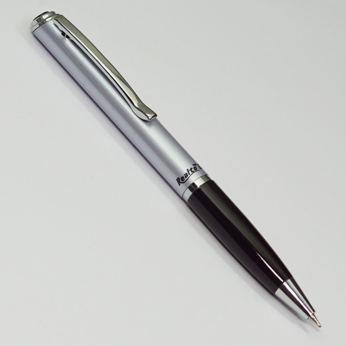 Realto Eagle Silver Color Body With Black Grip Fine Tip Twist Type Ball Pen SKU 22813