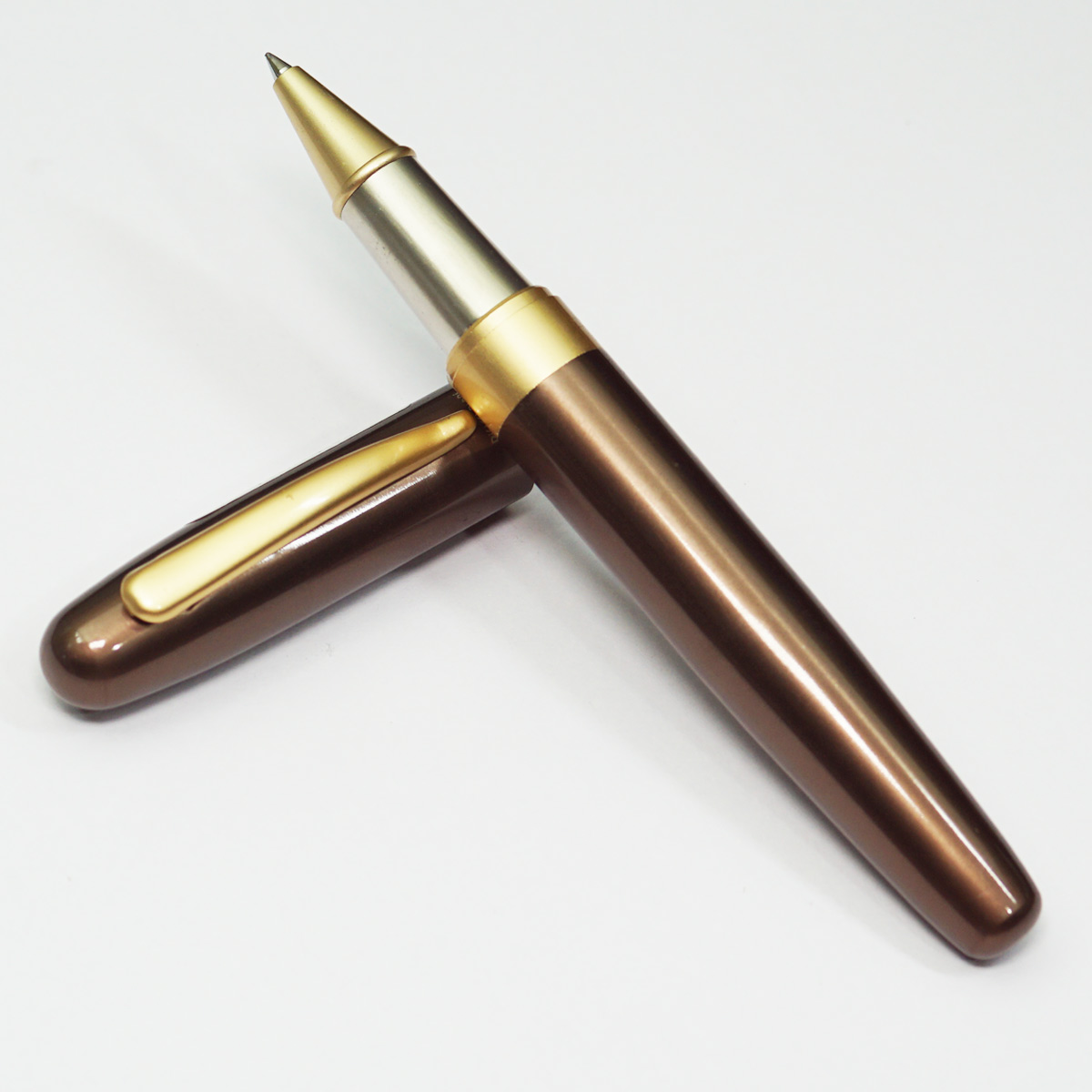 Picasso Pari Hunk Chocolate Brown Color Body With Gold Clip Medium Tip Roller Ball Pen SKU 22843