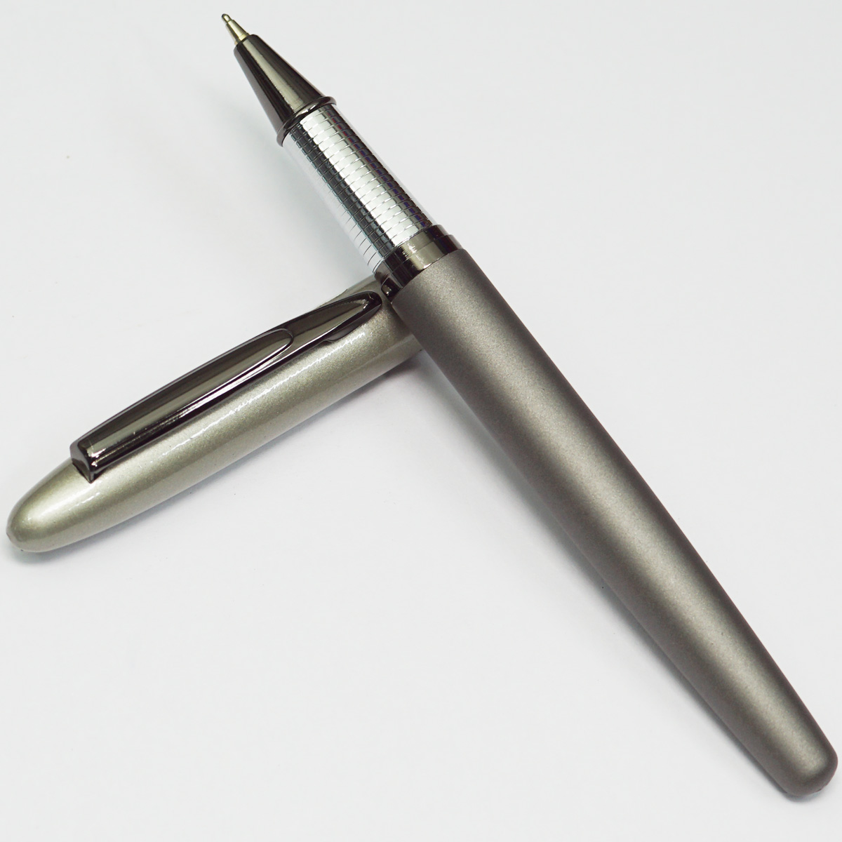 Picasso Parri Grey Color Body With Silver Cap Fine Tip Cap Type Ball Pen SKU 22848