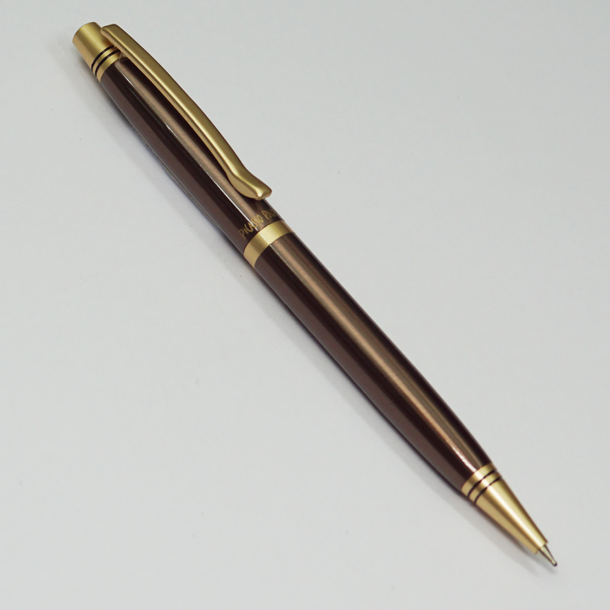 Picasso Parri Vista Chocolate Brown Color Body With Gold Clip Fine Tip Twist Type Ball Pen SKU 22853