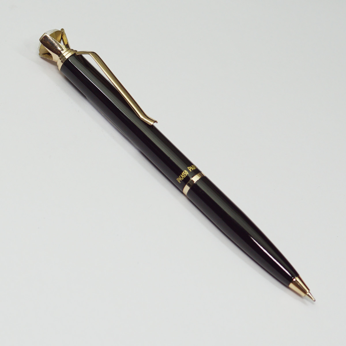 Picasso Parri Trophy Black Color Body With Cap On Stone Fine Tip Twist Type Ball Pen SKU 22873