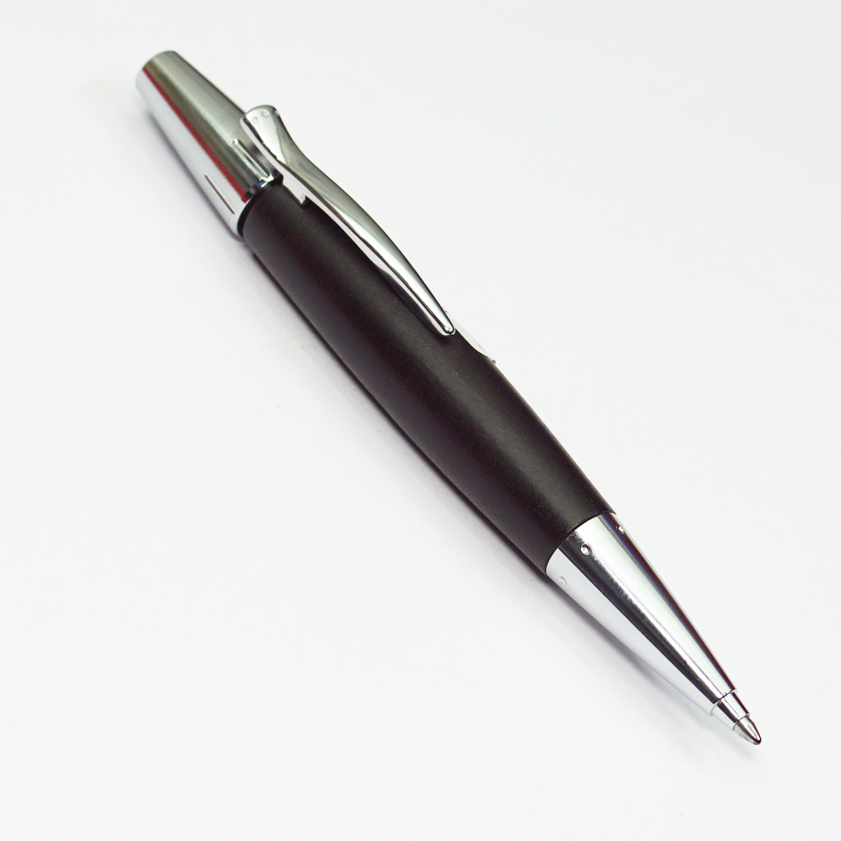 Faber Castell Black Color Body With Silver Clip And Silver Grip Medium Tip Twist Type Ball Pen SKU 23014
