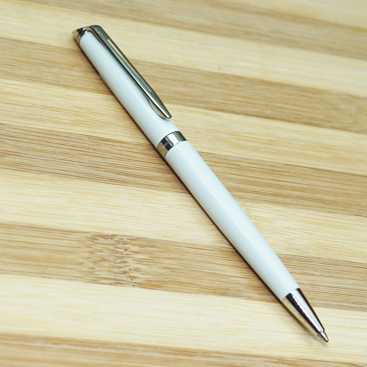 Waterman Hemisphere White Color Body With Silver Clip Medium Tip Twist Type Ball Pen SKU 23035
