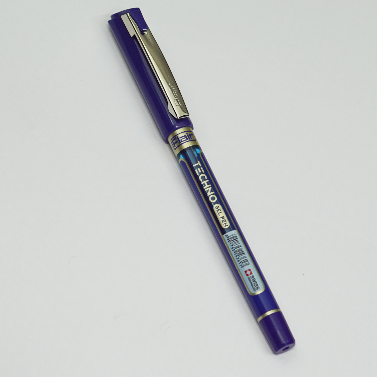 Flair Techno Blue Designed Body With Silver Clip Fine Tip Cap Type Gel Pen SKU 23046
