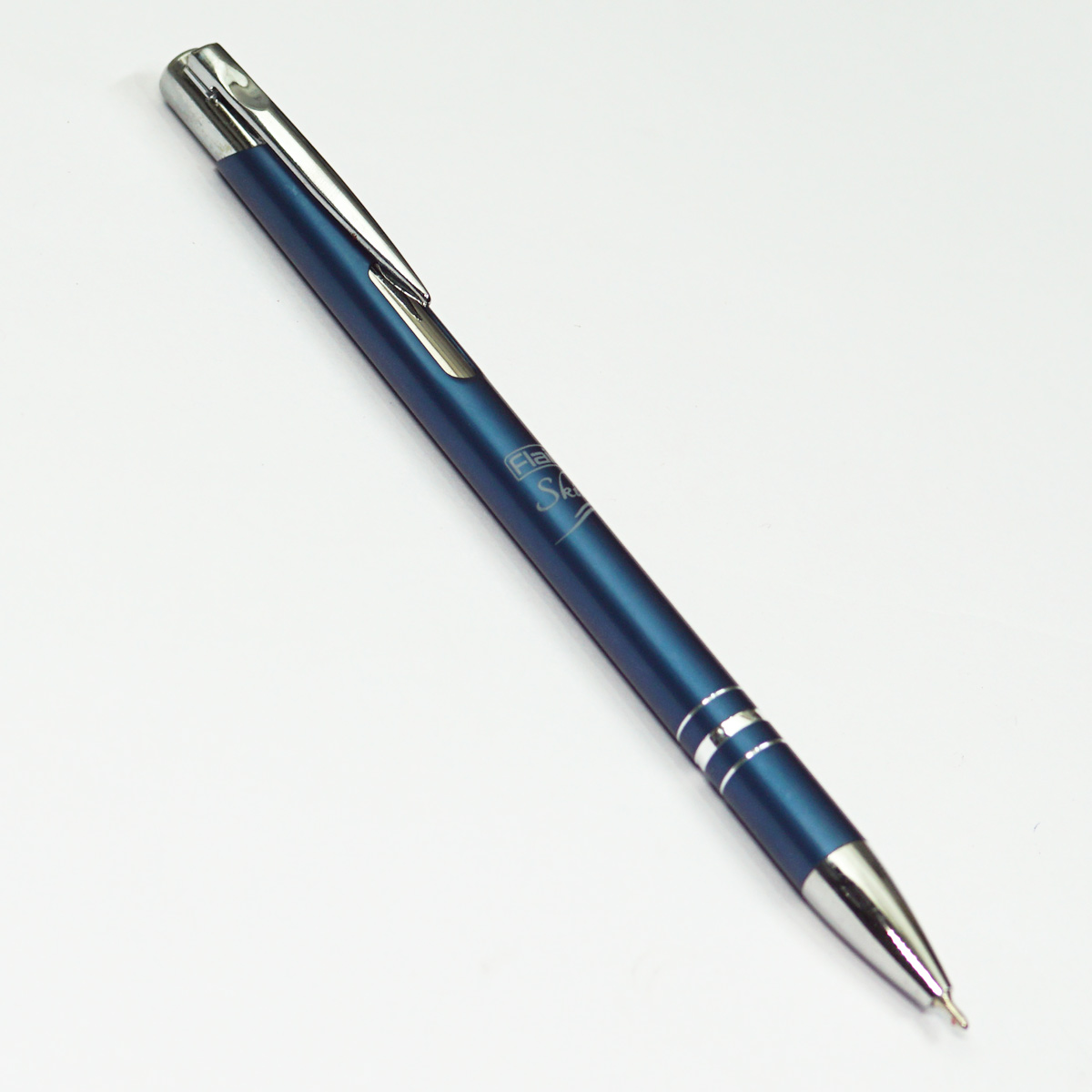 Flair  SKIN Blue Color Body With Silver Clip Fine Tip Retractable Type Ball Pen SKU 23051