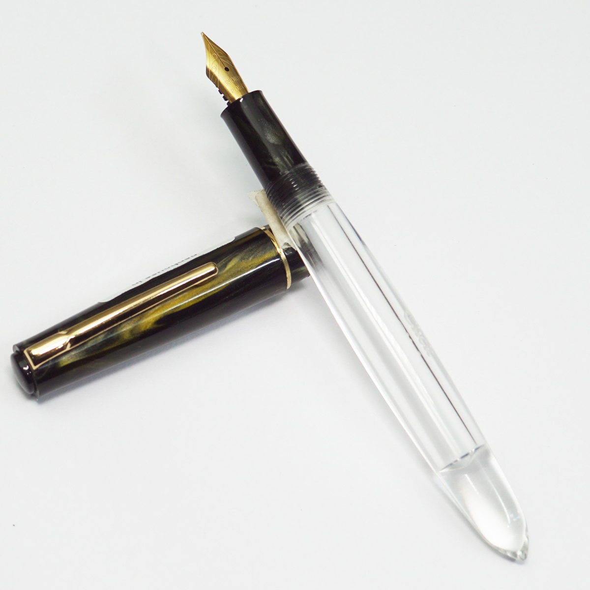 Click Black Bird Transparent Body With Marble Dark Green Color Cap And