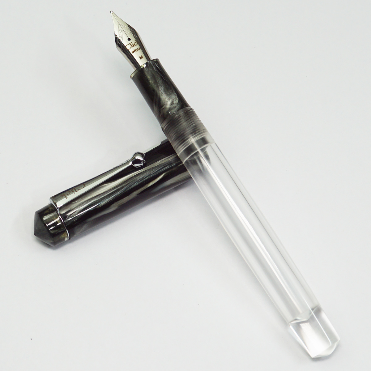 Click Aristocrat HT Transparent Body With Marble Dark Green Color Cap