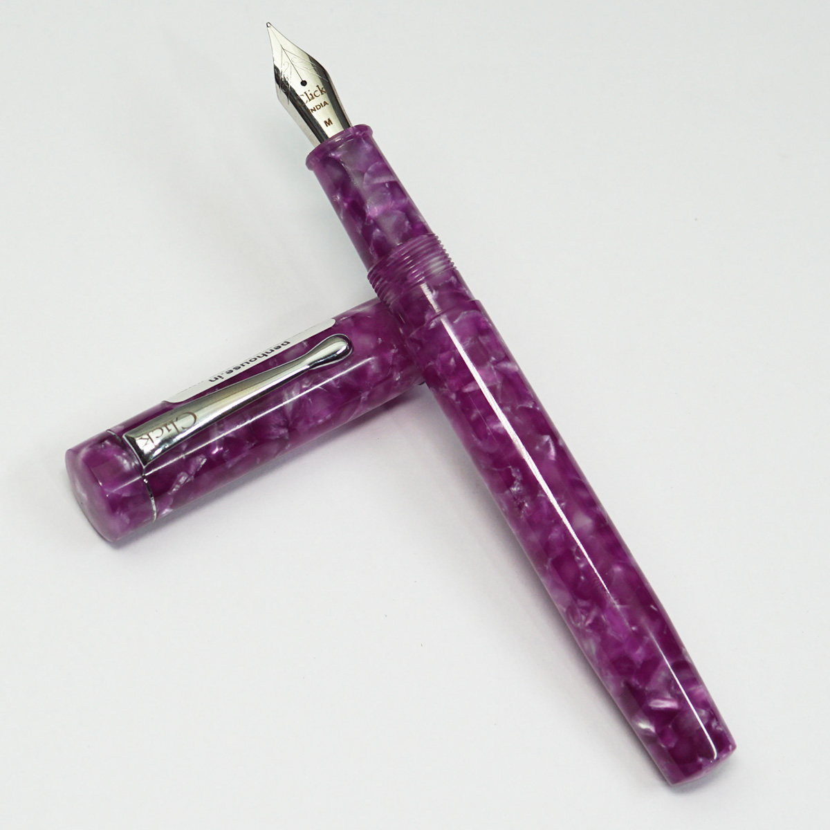 Click Renaissance Lavender Color Acrylic Body With Silver Clip No 35 SSF Medium Nib Eye Dropper Model Fountain Pen SKU 23100