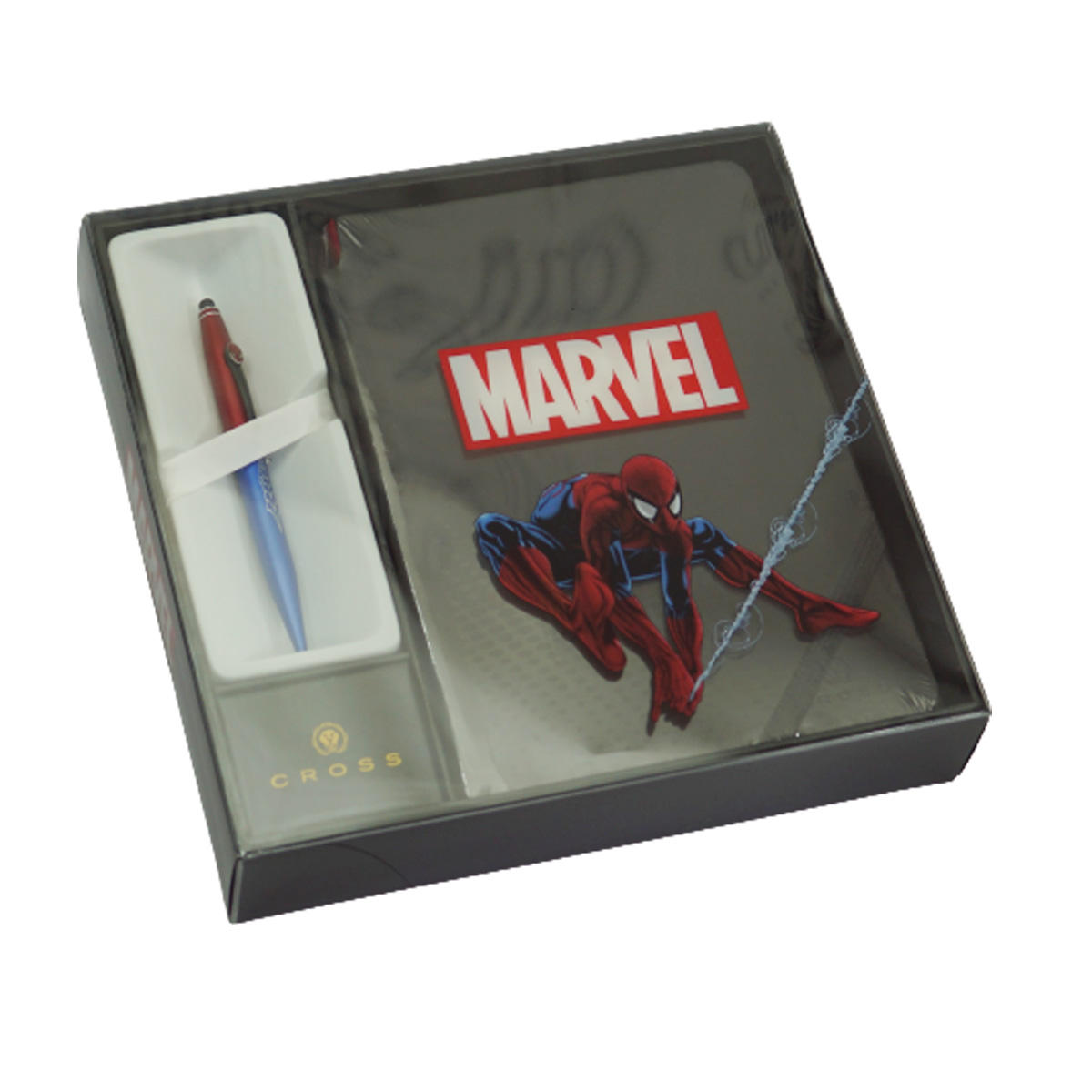 Cross Marvel Mat Blue Color Body With Red Color Cap And Black Clip Medium Tip Twist Type Ball Pen Gift Set  SKU 23136