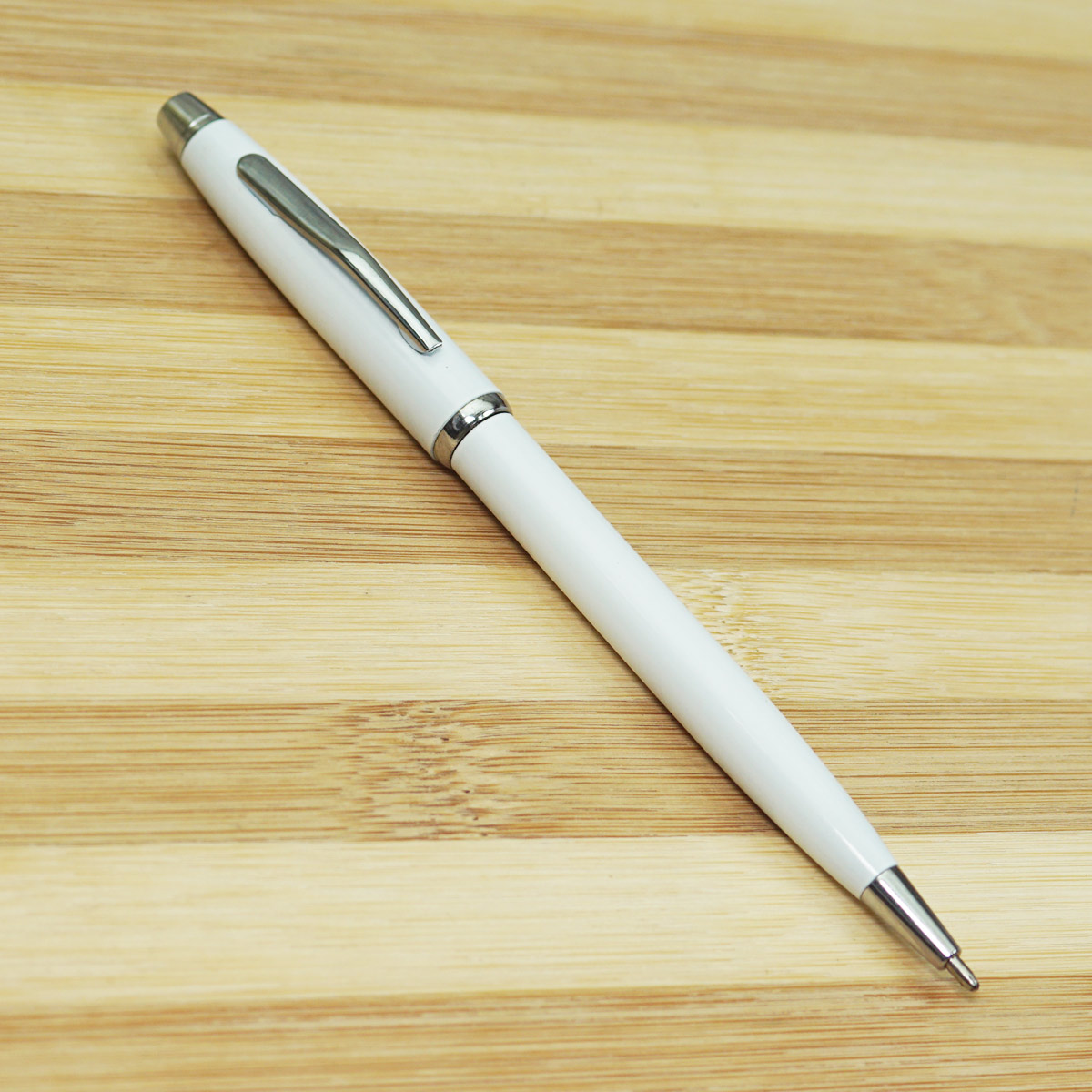 penhouse.in White Color Body With Silver Clip Medium Tip Twist Type Ball Pen SKU 23149